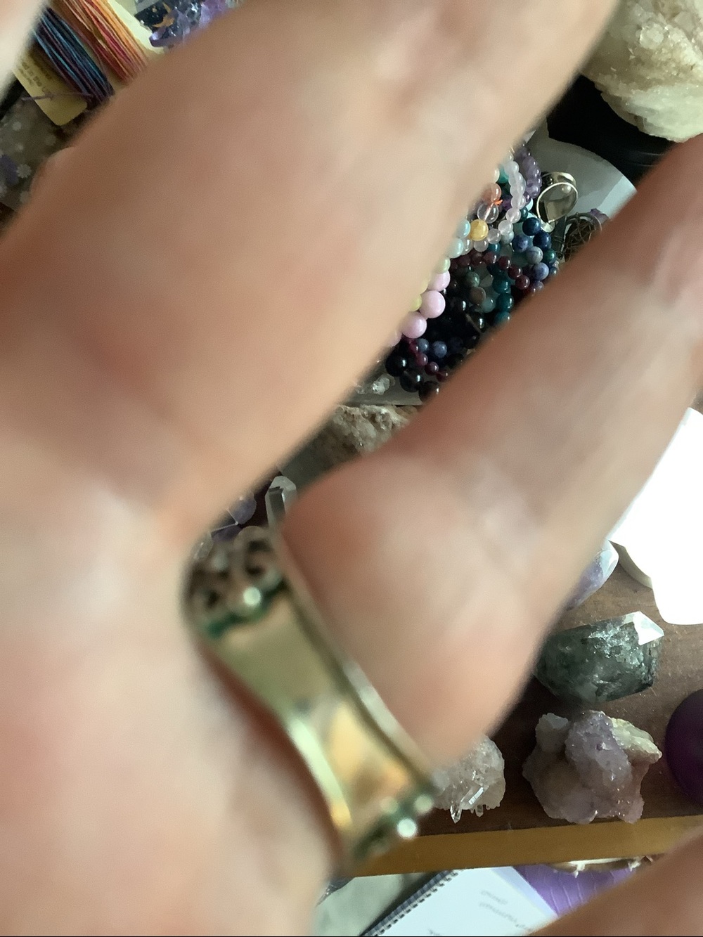 Huge Rainbow Moonstone Statement Ring - silver Sz 7 - Picture 5 of 7